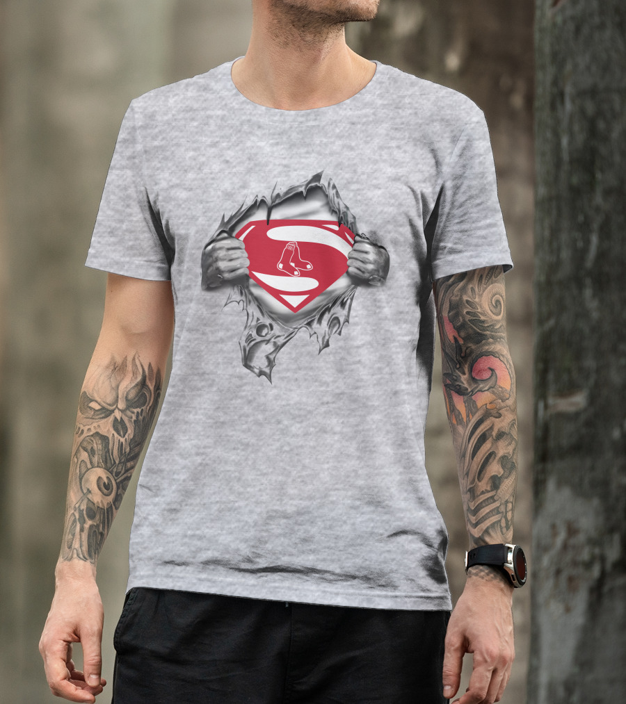 Boston Red Sox Superman Logo Rip T-Shirt