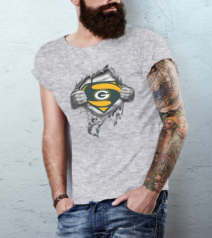 Green Bay Packers Superman Logo Pullover T-Shirt