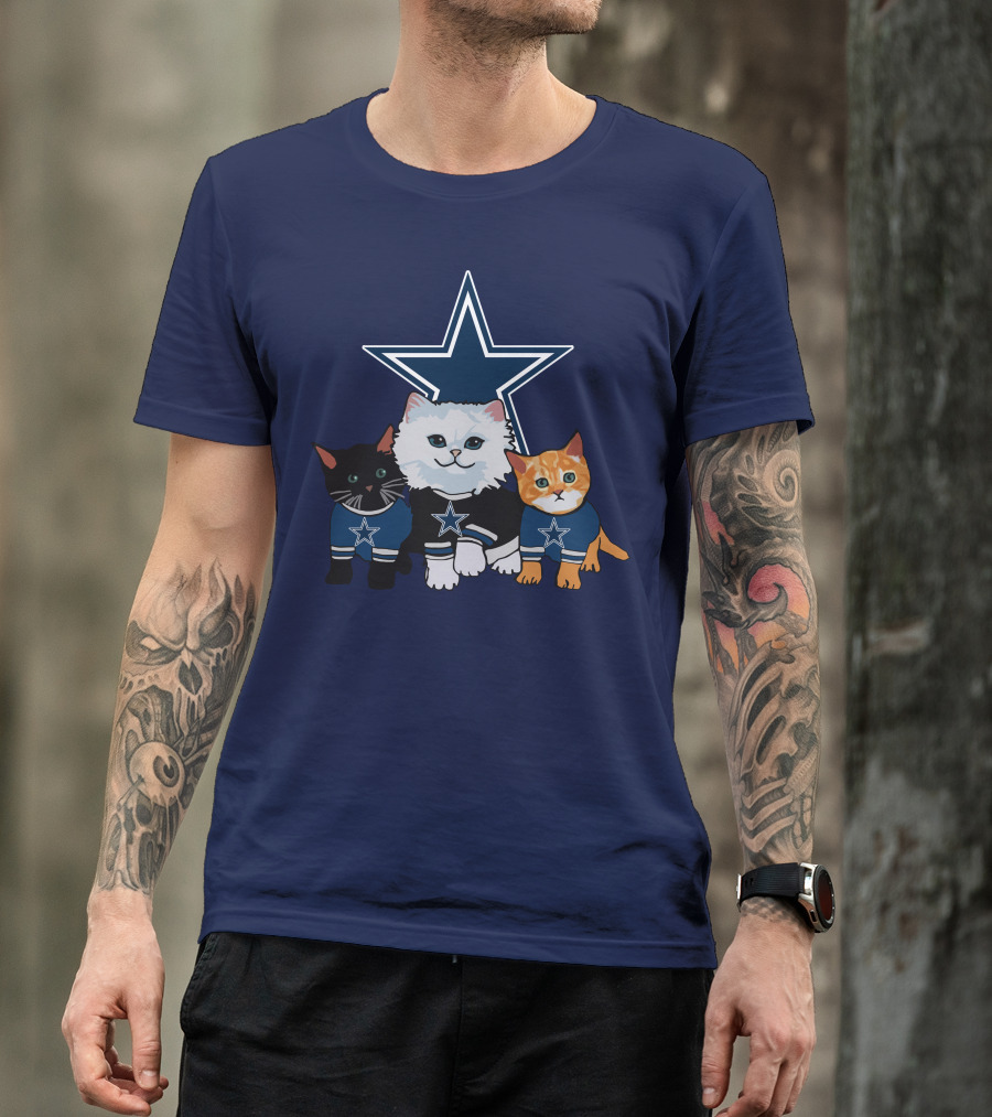 Dallas Cowboys Cute Cats With Star Logo Trio T-Shirt