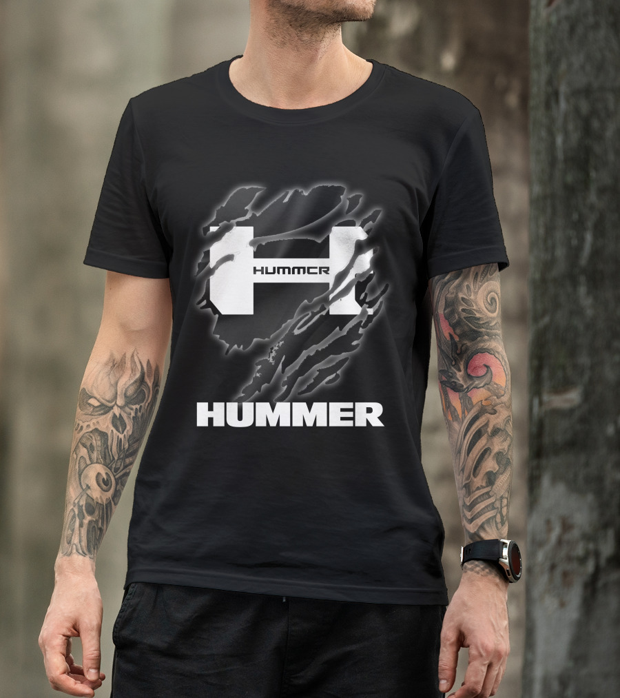 Hummer Logo With Claw Marks Text Overlay T-Shirt