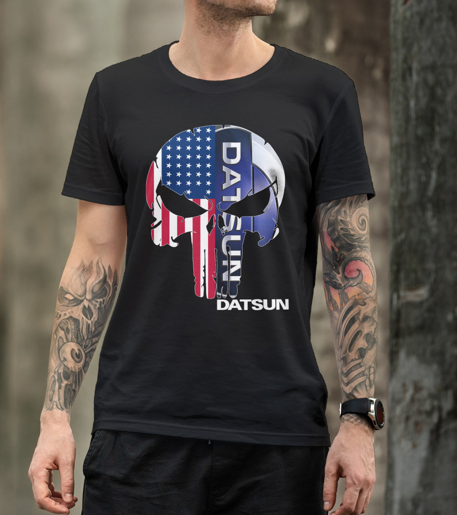 Datsun Punisher Skull American Flag T-Shirt