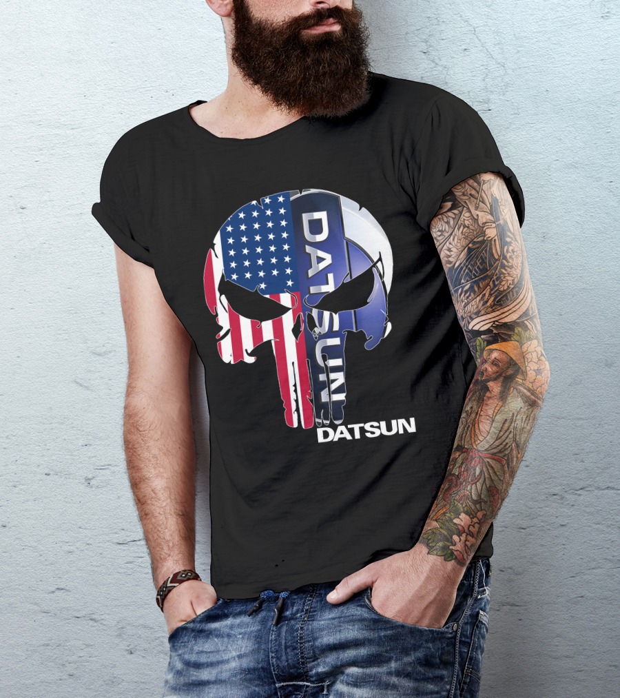 Datsun Punisher Skull American Flag T-Shirt