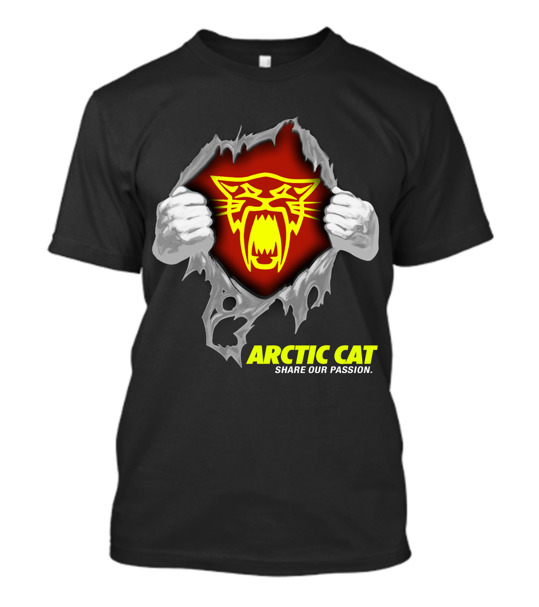 ARCTIC CAT SHARE OUR PASSION Wildcat Logo Ripped Effect T-Shirt