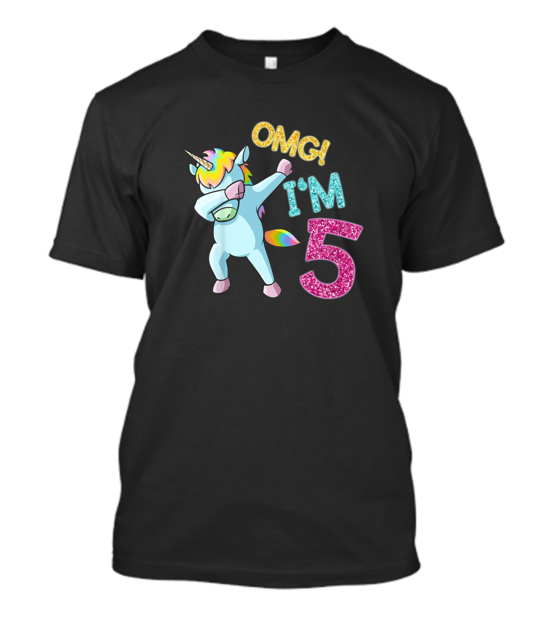 OMG I'm 5 Dabbing Unicorn Birthday T-Shirt