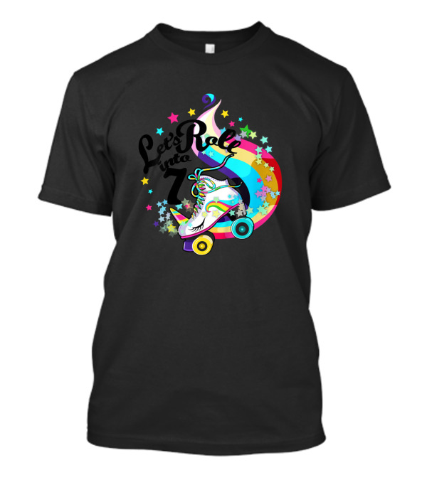 7 Year Old Birthday Girl Let's Roll Into 7 Roller Skate Unicorn T-Shirt