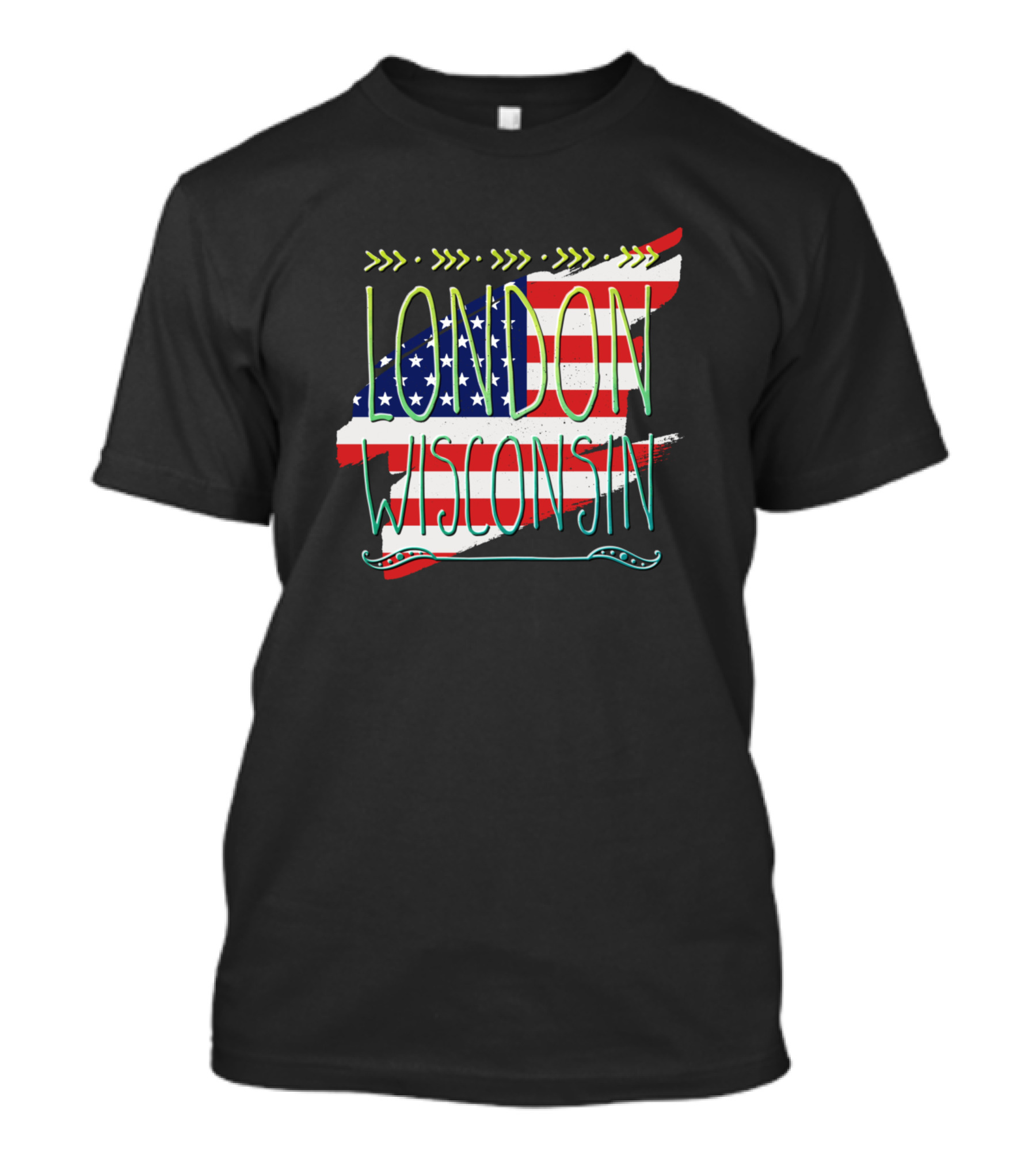 London Wisconsin American Flag Stars Stripes T-Shirt