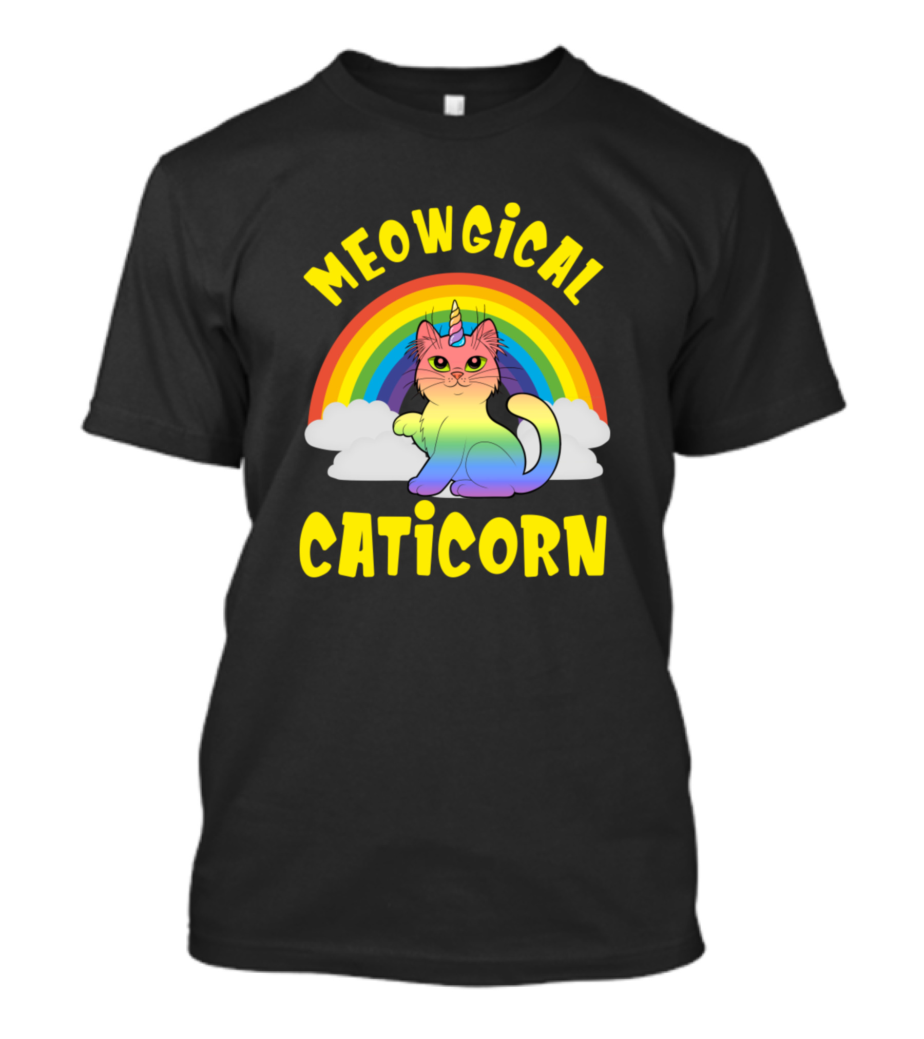 Meowgical Caticorn Rainbow Cat Vintage T-Shirt