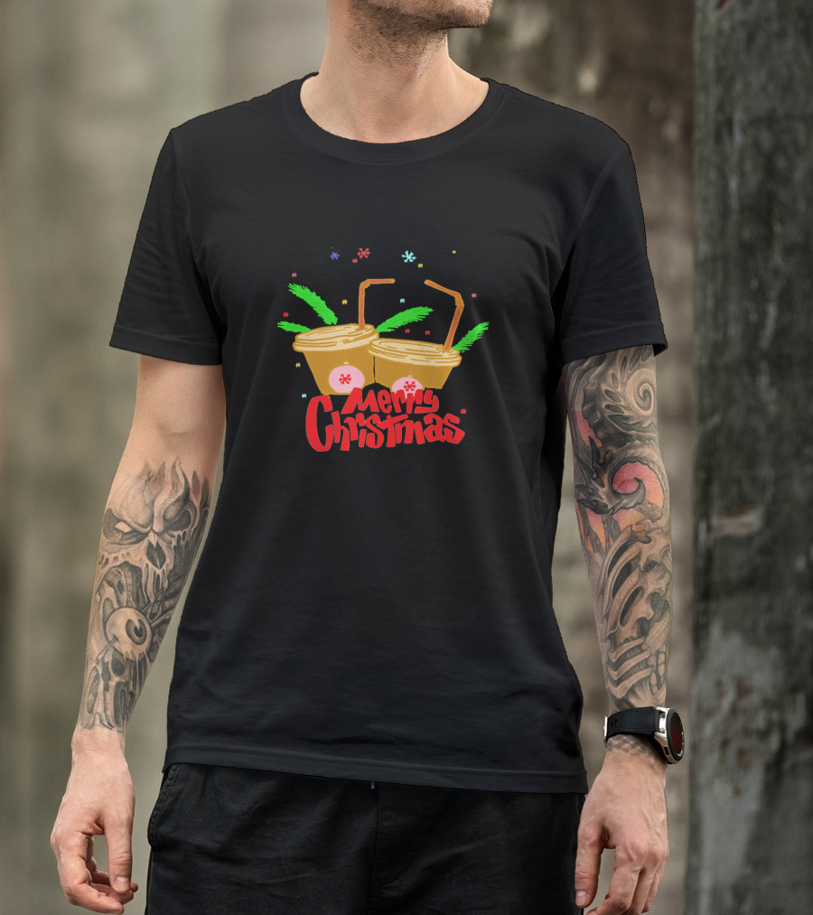 Merry Christmas Coffee Cups With Festive Decorations T-Shirt
