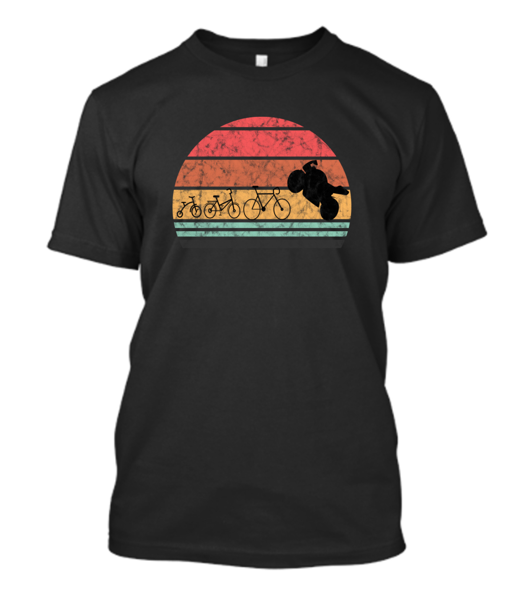 Evolution Of Cycling Biker Motorcycle MTB Racing Machine Retro Sunset T-Shirt