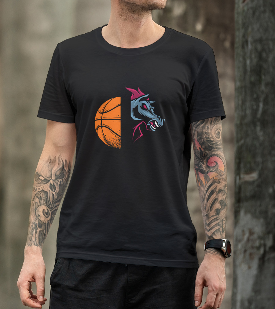 Mustangs Basketball Team Logo With Horse And Basketball T-Shirt