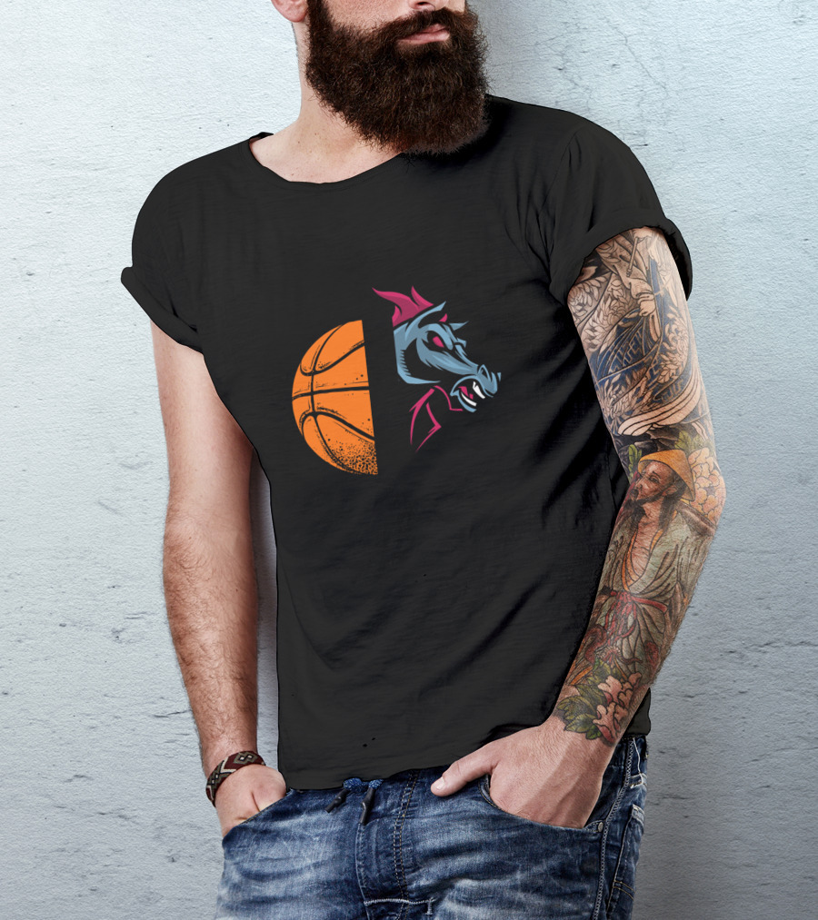 Mustangs Basketball Team Logo With Horse And Basketball T-Shirt