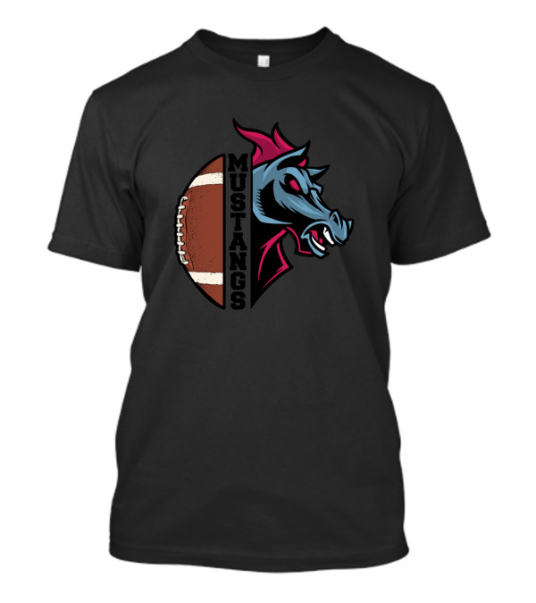 Mustangs Football Fierce Mascot Beast And Ball T-Shirt