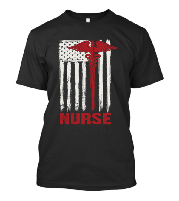 Nurse Caduceus American Flag T-Shirt