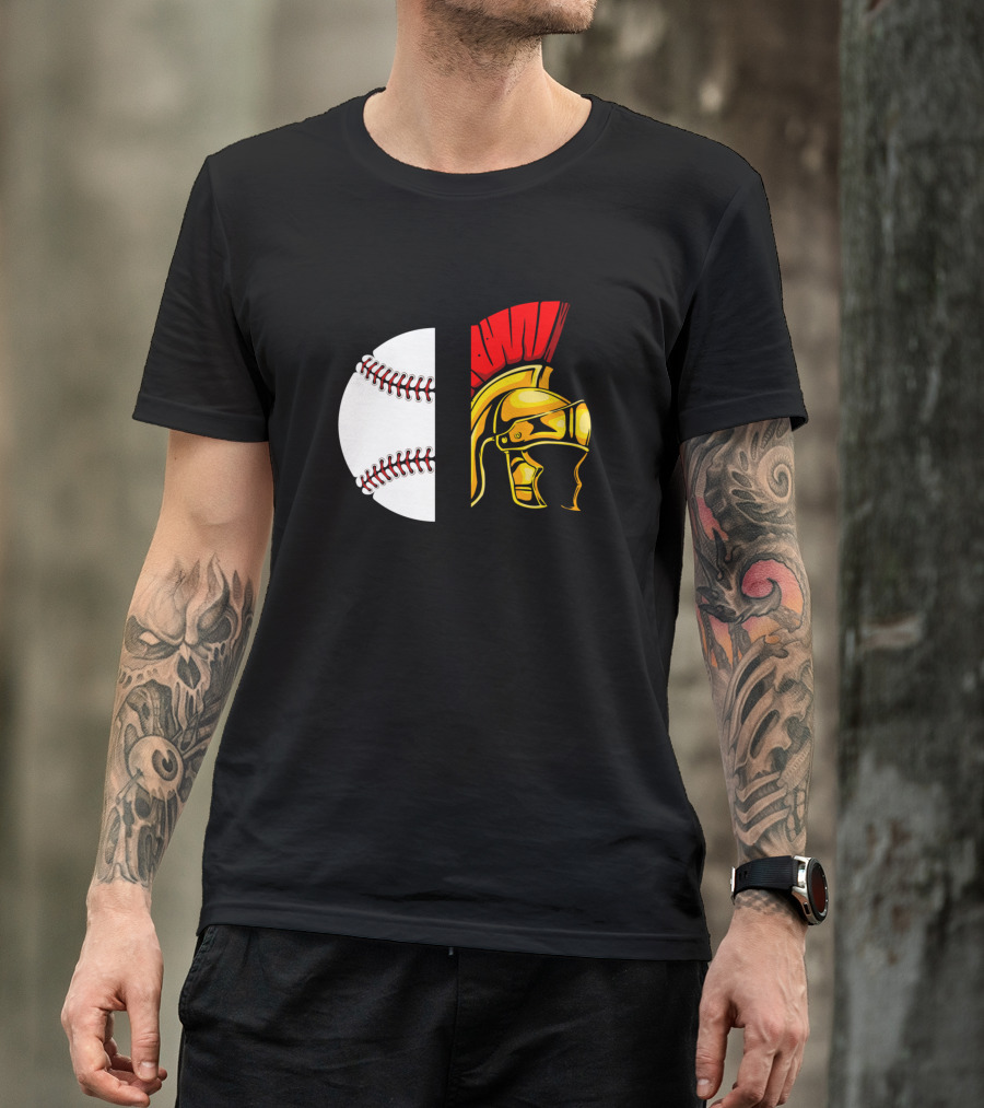 Spartans Baseball Helmet And Ball T-Shirt