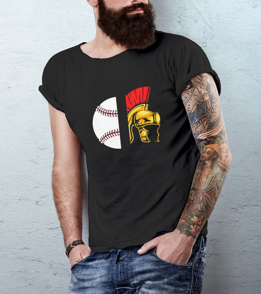 Spartans Baseball Helmet And Ball T-Shirt