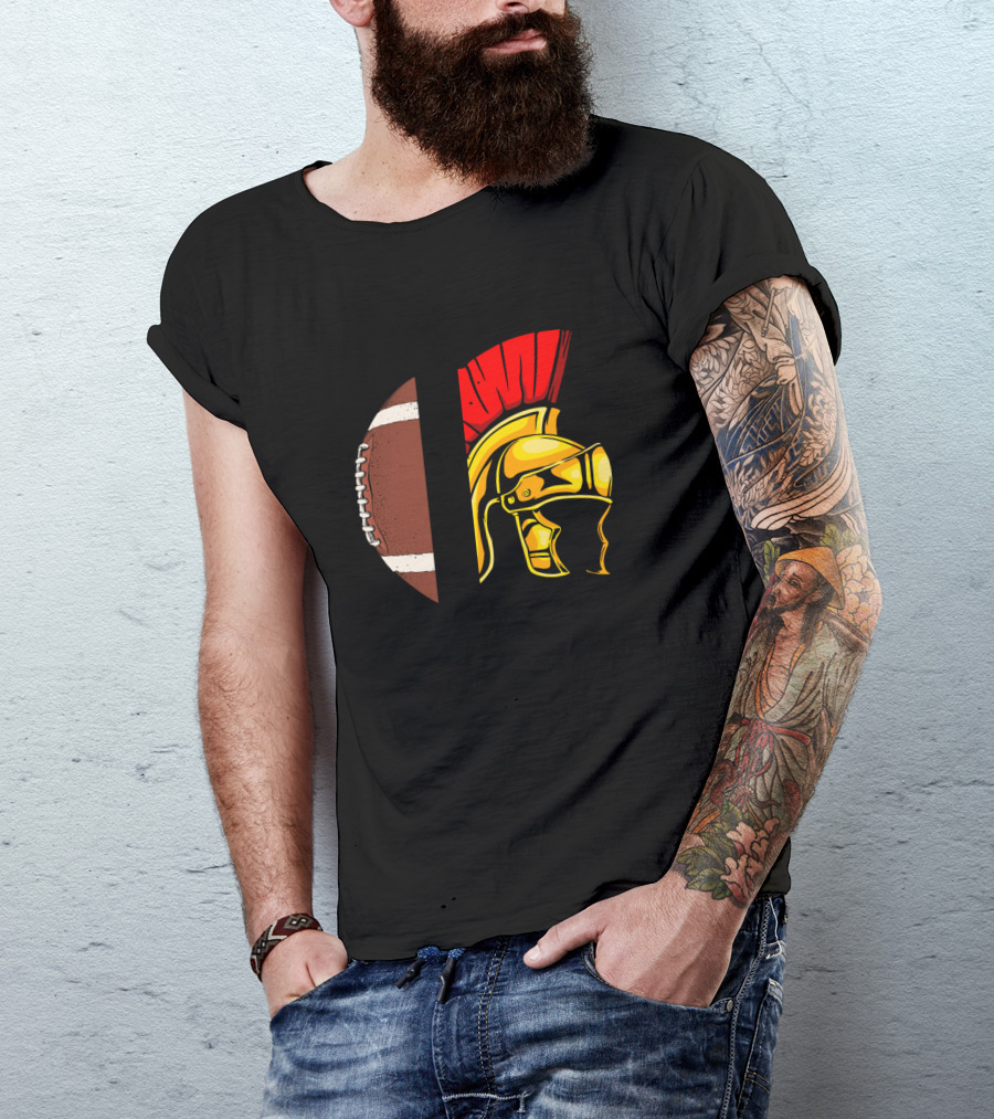 Spartans Football Helmet And Ball Fusion T-Shirt