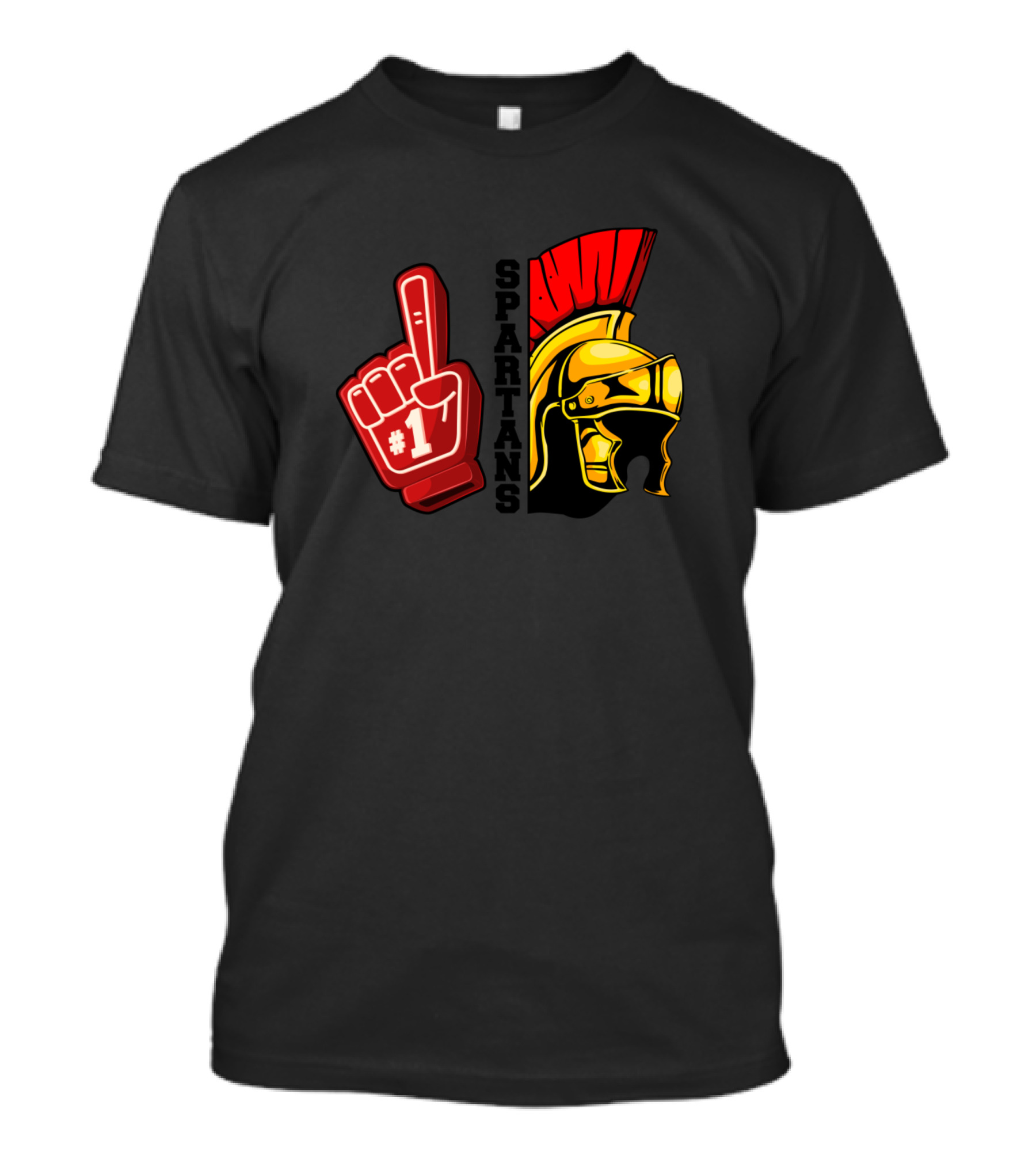 Number One Spartans Foam Finger Helmet Graphics T-Shirt