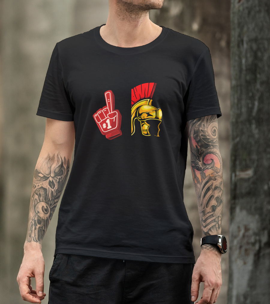 Number One Spartans Foam Finger Helmet Graphics T-Shirt
