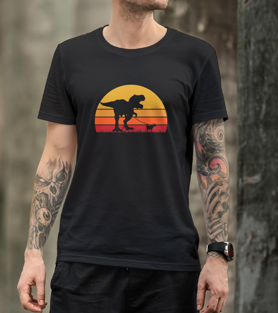 Sunset Tyrannosaurus Rex Walking Goat Dinosaur Trex T-Shirt