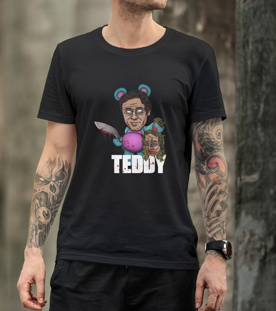 Teddy Bear Bundy Creepy Cartoon Character With Knife T-Shirt