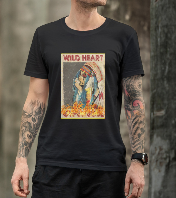 Wild Heart Gypsy Soul Headdress Illustration Flames T-Shirt