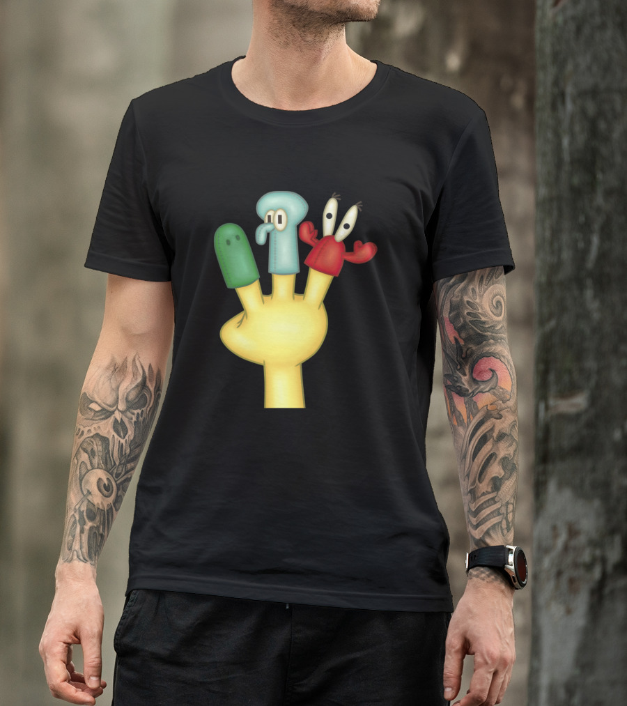 Wormie Dead Finger Puppet Parody Squid Red Green Characters T-Shirt