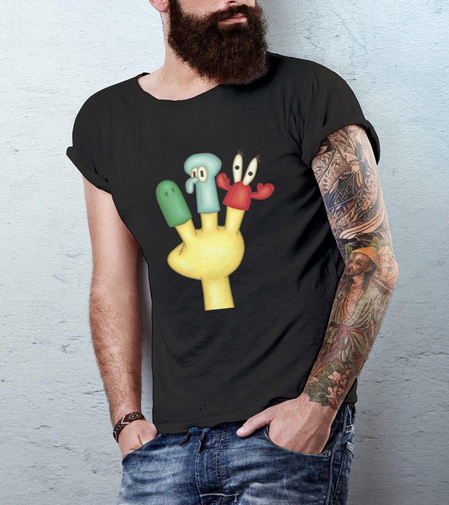Wormie Dead Finger Puppet Parody Squid Red Green Characters T-Shirt