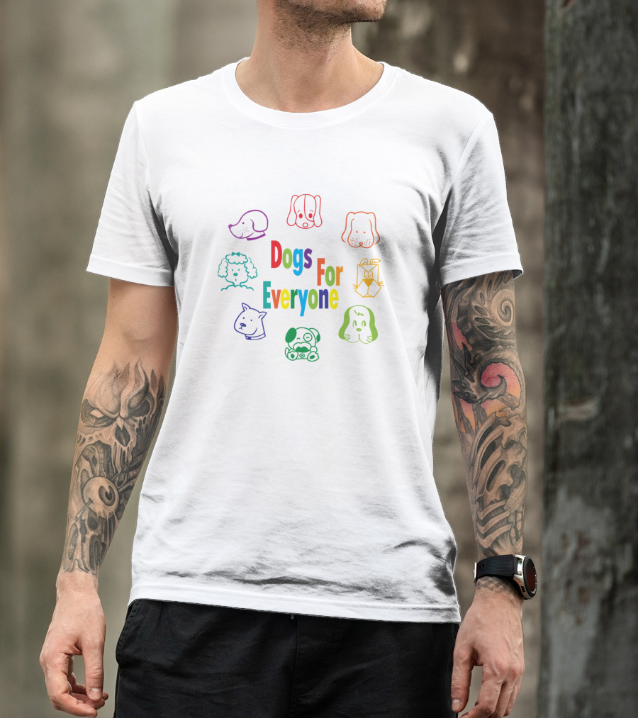Dogs For Everyone Colorful Mixed Breed Faces T-Shirt