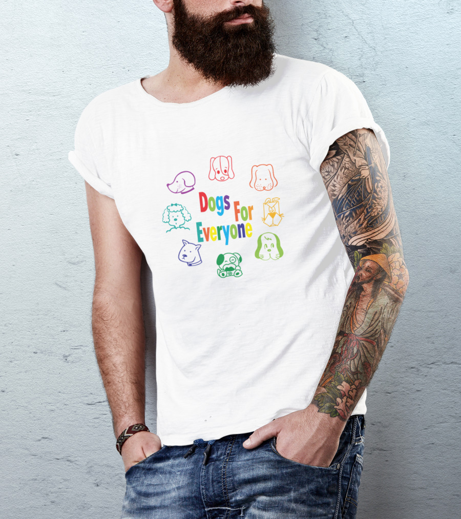 Dogs For Everyone Colorful Mixed Breed Faces T-Shirt