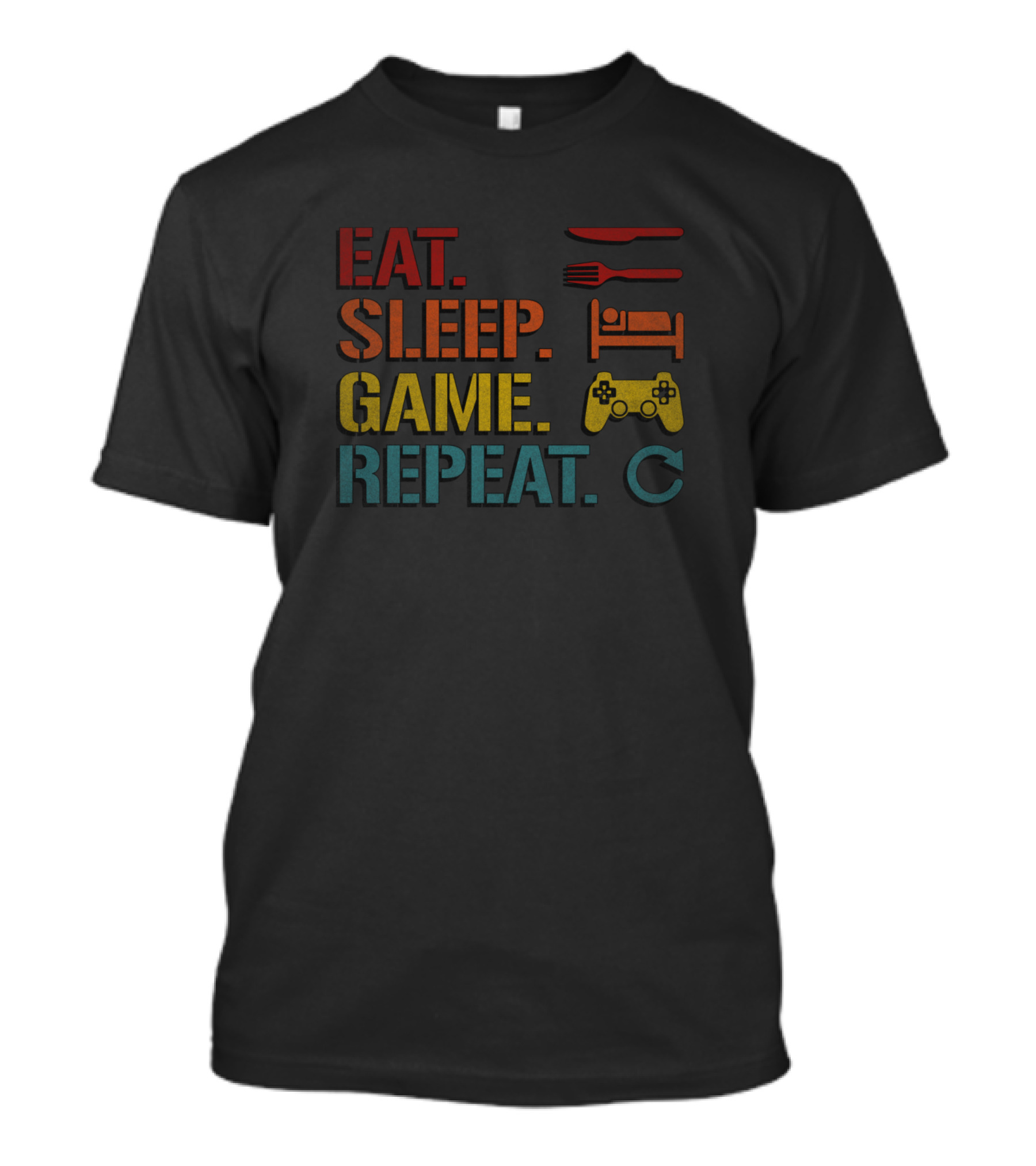 Eat Sleep Game Repeat Gamers Routine With Controller And Icons T-Shirt