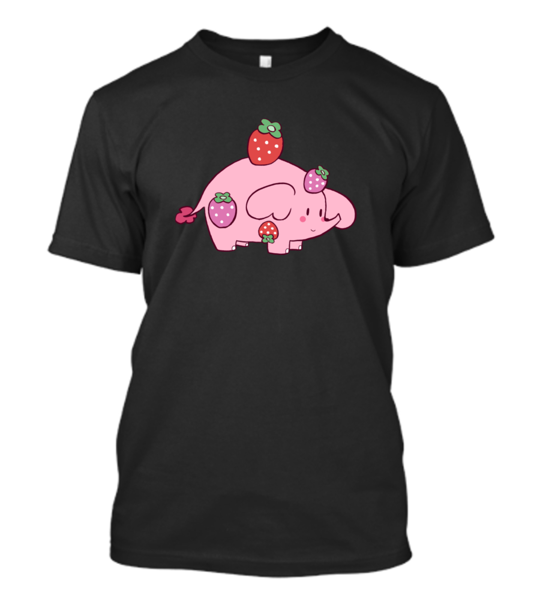 Elephant With Strawberry Playful Cute Happy Fun T-Shirt