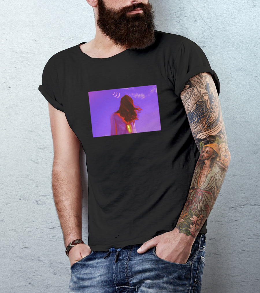Existence Cosmic Woman Under Triple Crescent Moon T-Shirt