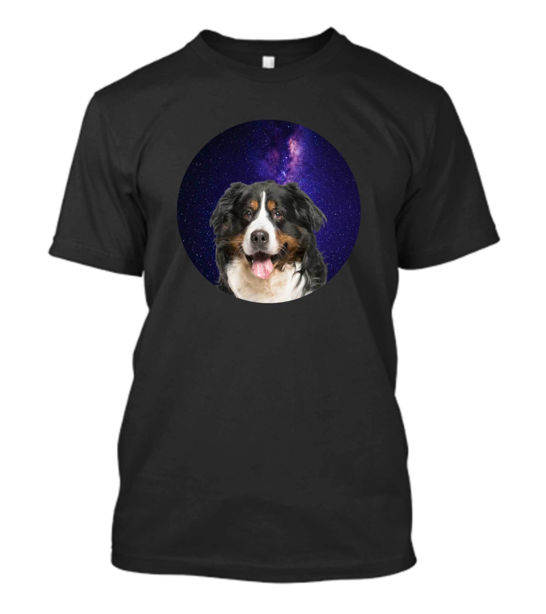 Bernese Mountain Dog Lover Cosmic Galaxy Funny Face T-Shirt
