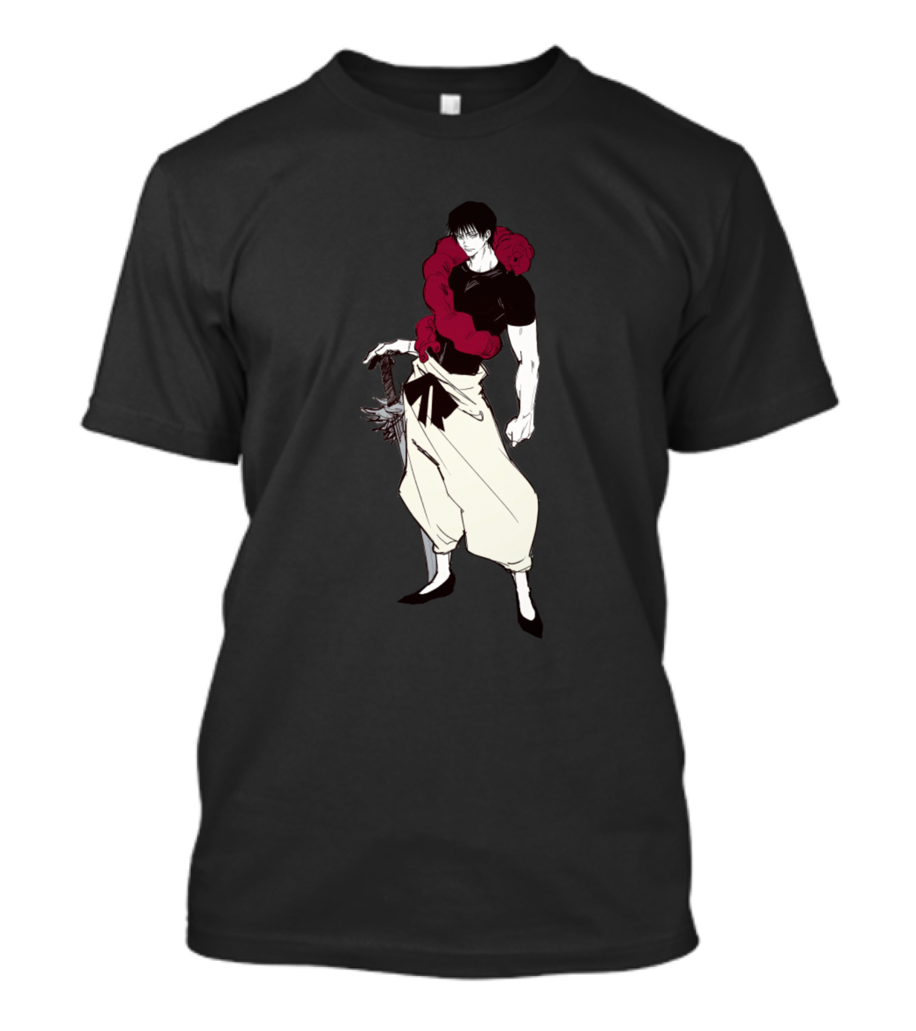 Fushiguro Touji Jujutsu Kaisen White Pants Red Snake Black T-Shirt