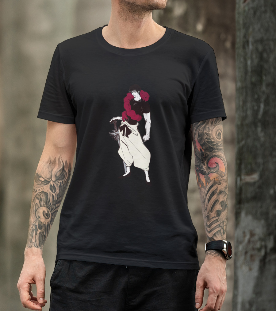 Fushiguro Touji Jujutsu Kaisen White Pants Red Snake Black T-Shirt