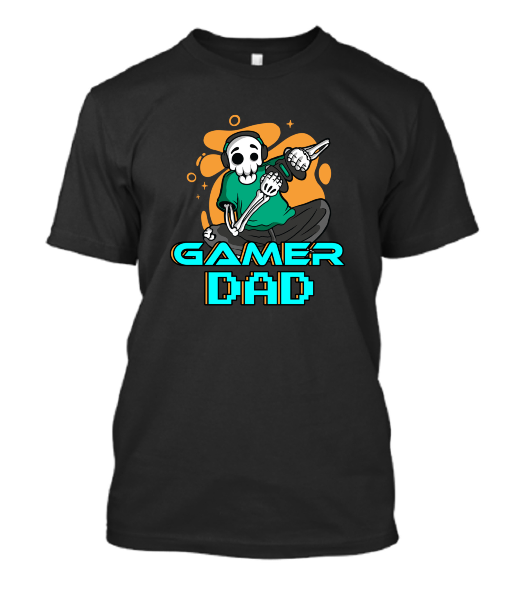 Gamer Dad Skeleton With Headphones And Controller T-Shirt