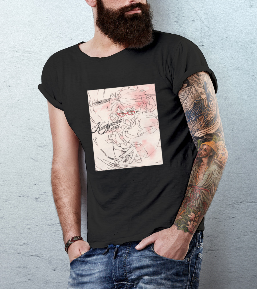 Kuriyama Mirai Sketch With Red Glasses And Dynamic Pose T-Shirt