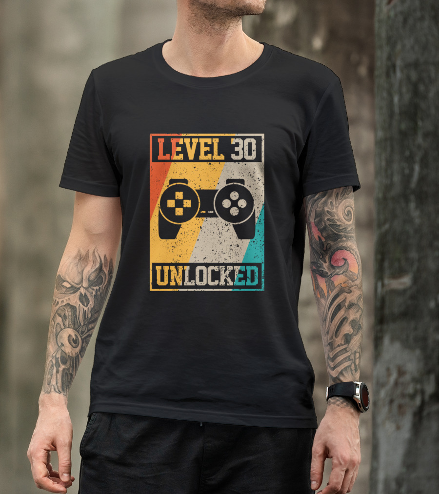 Level 30 Unlocked Vintage Gamer Controller T-Shirt