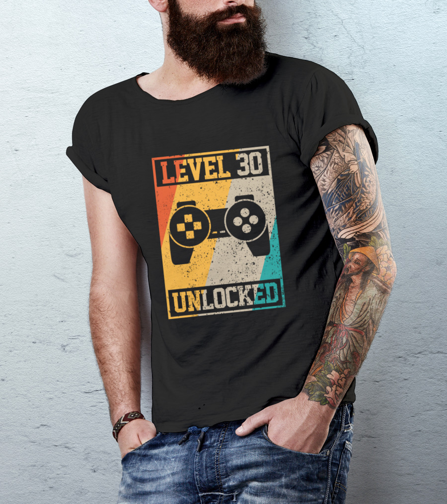 Level 30 Unlocked Vintage Gamer Controller T-Shirt