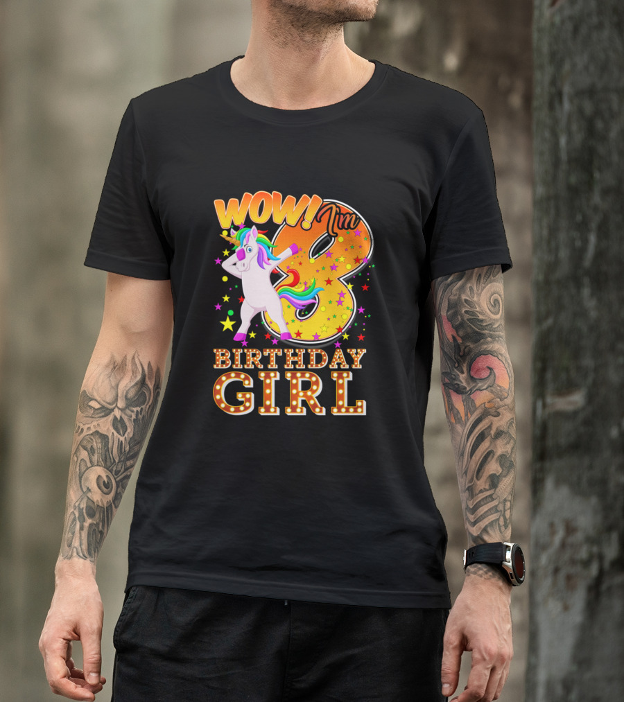 Wow I'm 8 Birthday Girl Unicorn T-Shirt