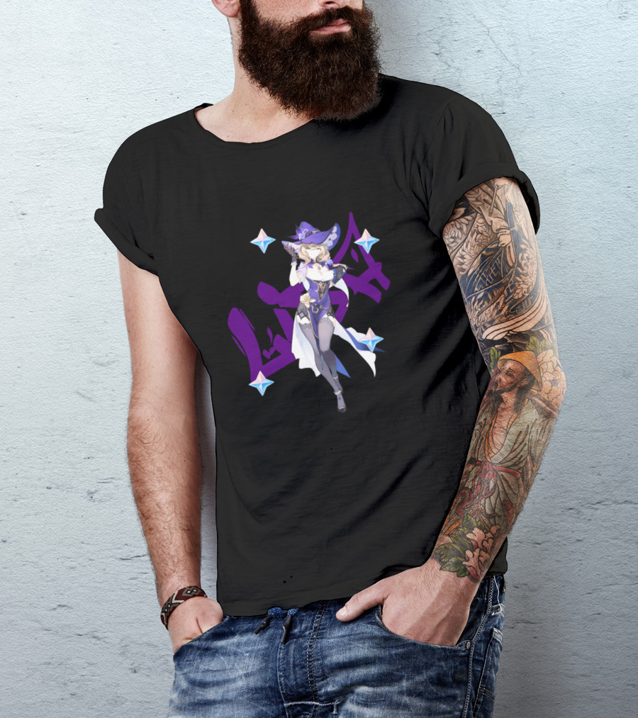 Genshin Impact Lisa Waifu Magic Stars Purple Hat T-Shirt