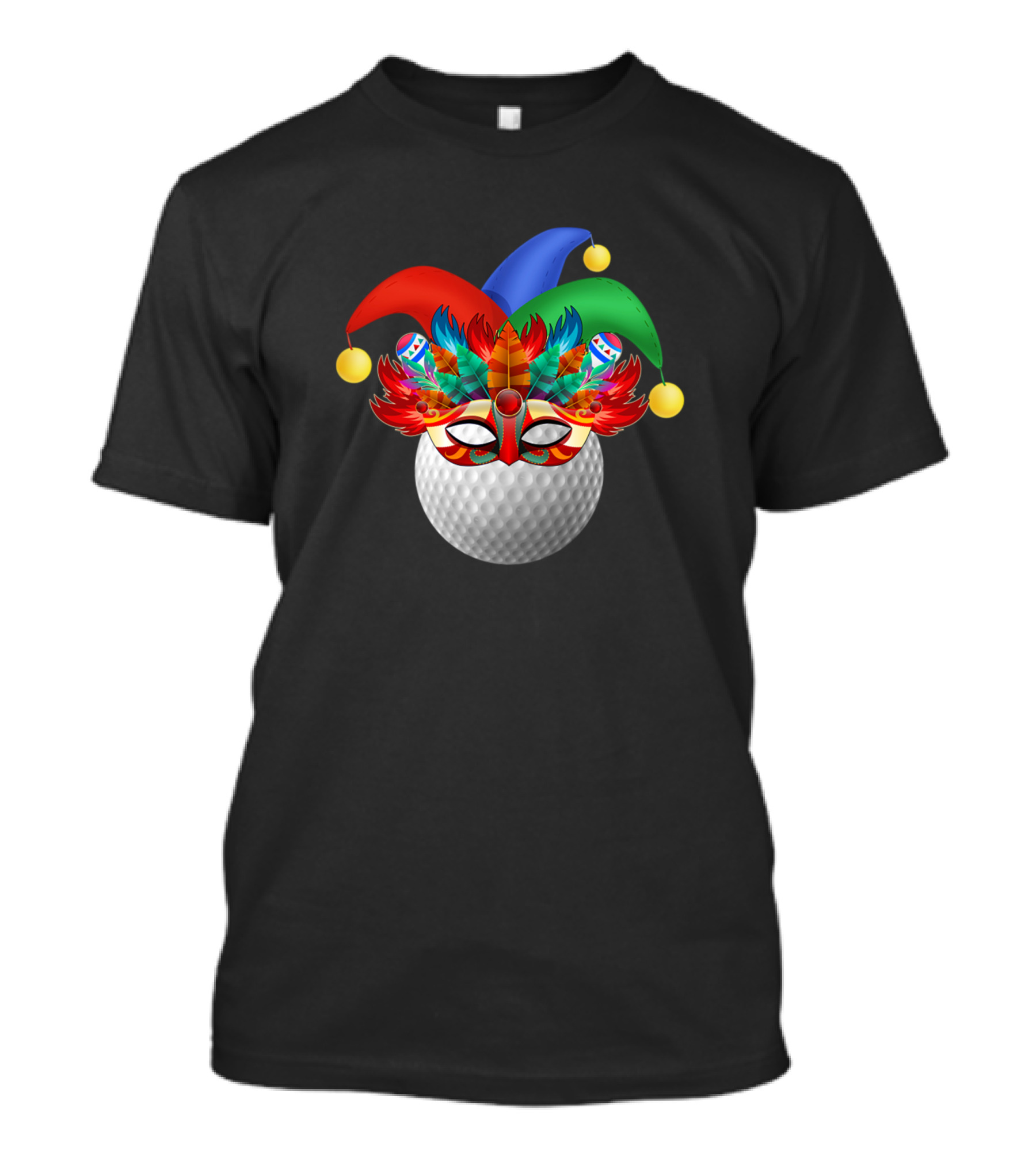 Golf Ball Jester Hat Mask Mardi Gras Carnival Festival T-Shirt