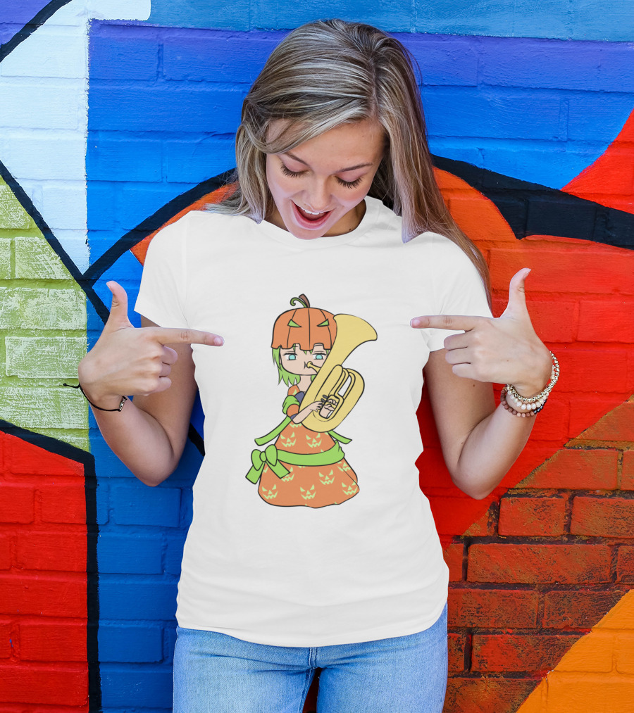 Halloween Pumpkin Princess Playing Tuba T-Shirt