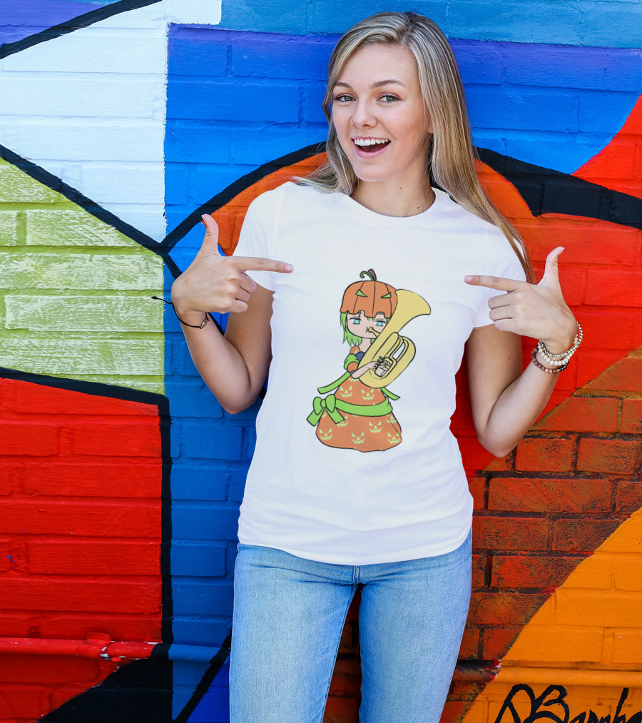 Halloween Pumpkin Princess Playing Tuba T-Shirt
