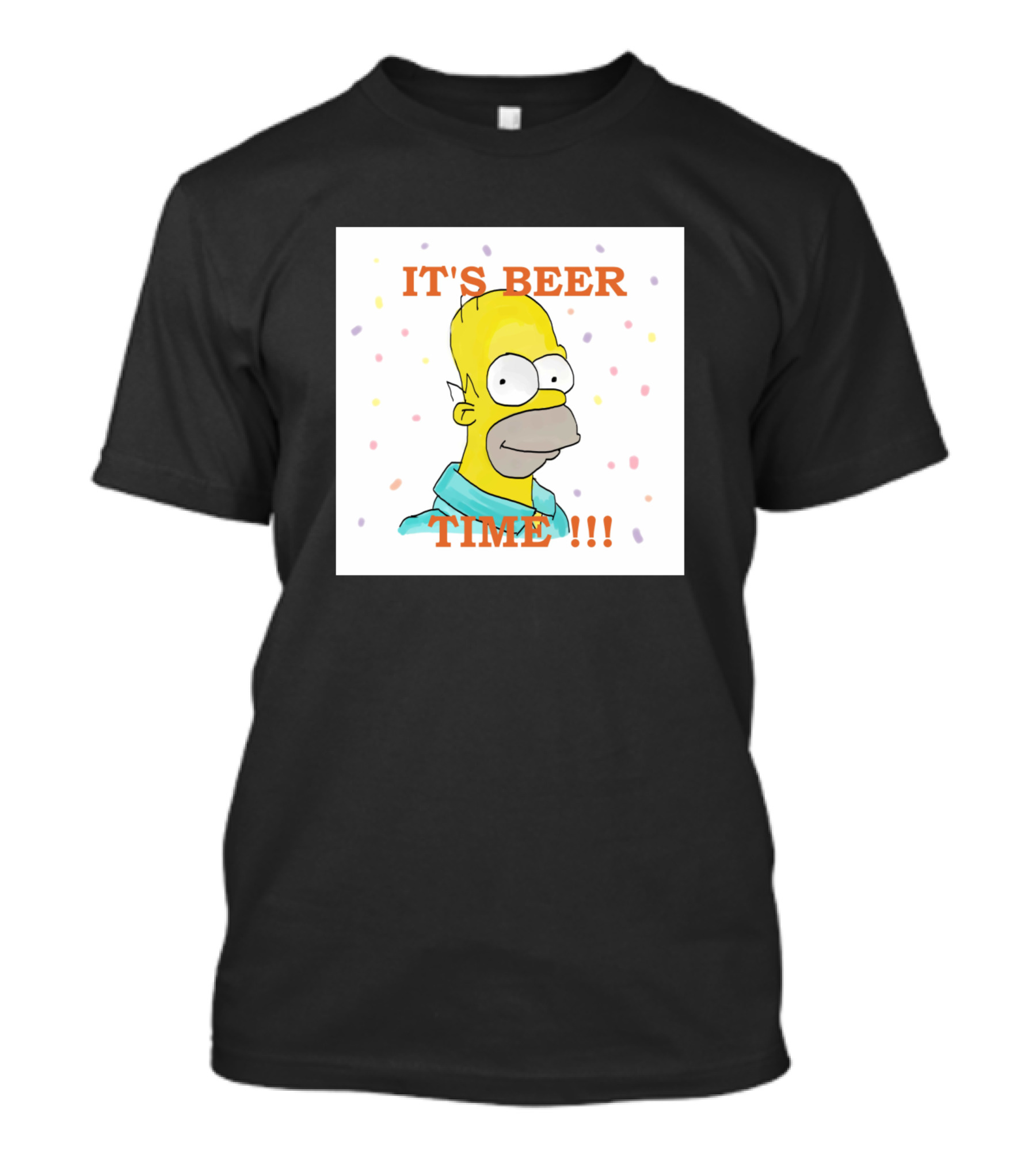 Homer Simpson It's Beer Time Confetti Background Time T-Shirt