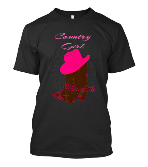 Country Girl Horse Shoe Boots Hat T-Shirt