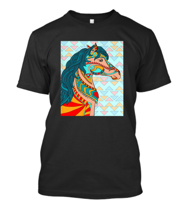 Multicolored Geometric Patterned Horse In Vibrant Colors T-Shirt