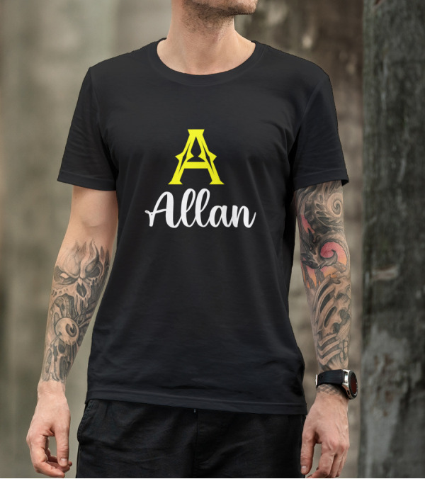 Allan A Icon Yellow Surname Second Name T-Shirt