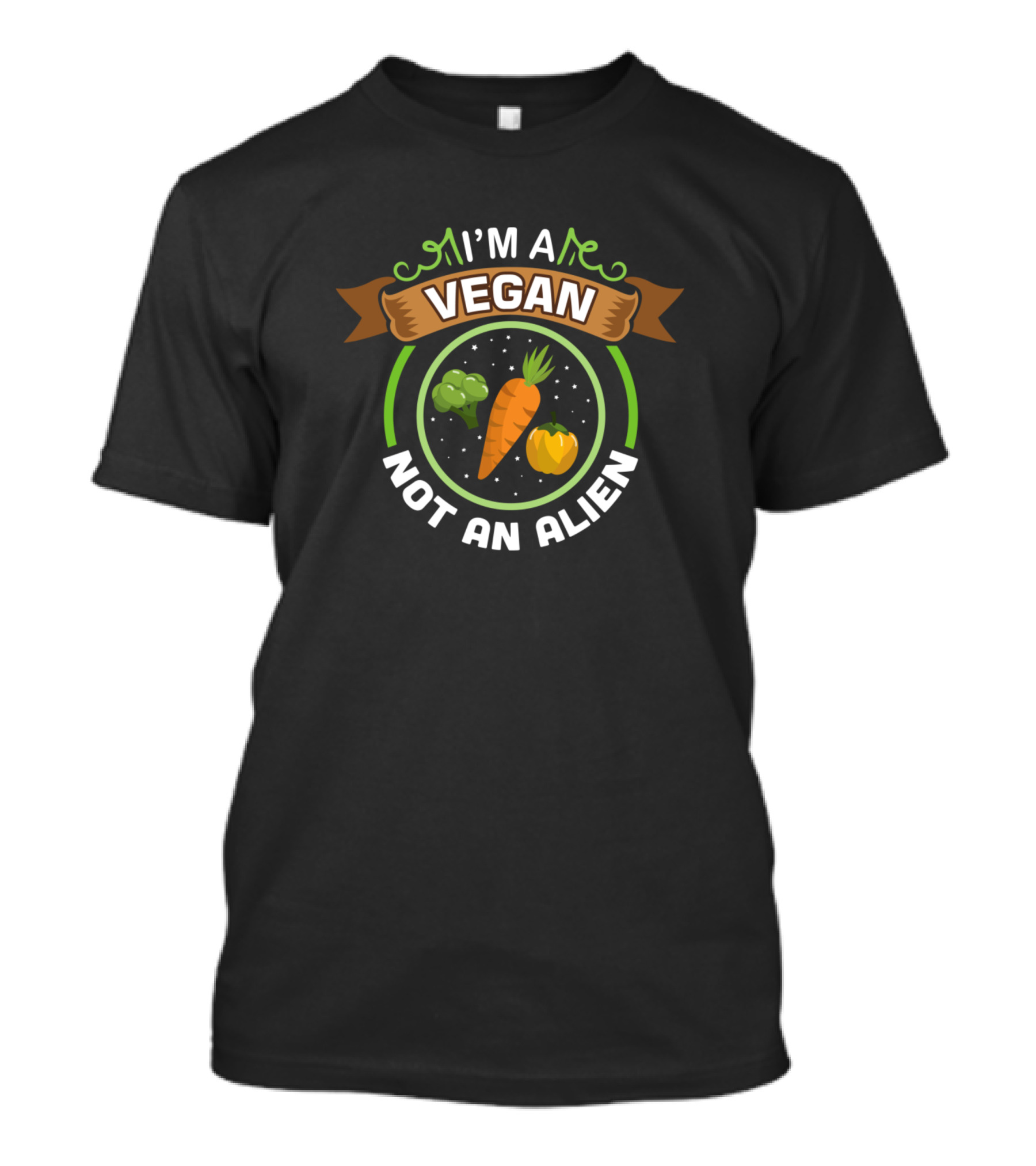 I'm A Vegan Not An Alien Carrot Broccoli Pumpkin Circle T-Shirt