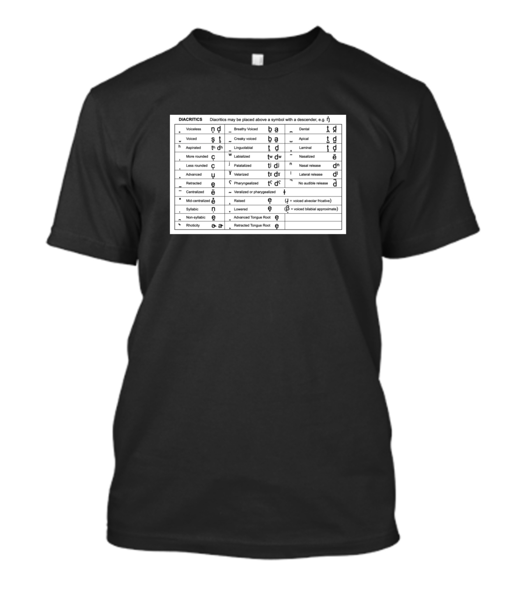 Ipa Diacritics Table Expanded Guide T-Shirt